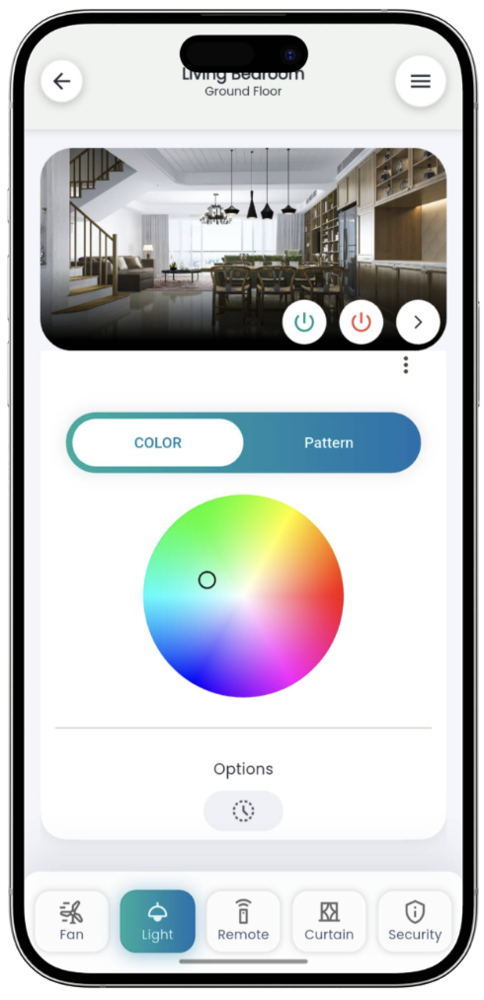 SmartNode app light colour control